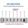 USB Charging Station for iPhone,COSOOS Charger Station with 5 lPhone Charger,1 Type-C,1 Micro Cable,iWatch Stand,6-Port Charging Station for Multiple Devices,iPad,Kindle(Silver White)