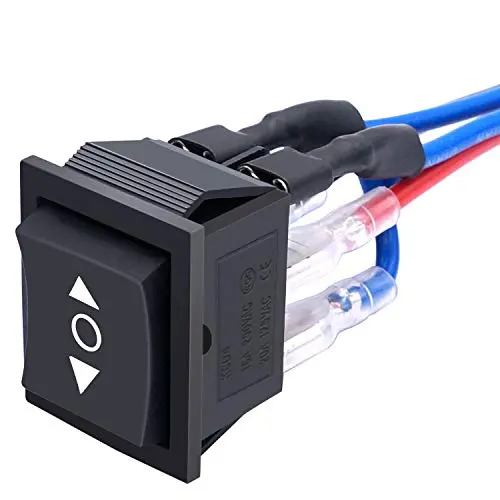 weideer 20A 12V DC Momentary Motor Polarity Reverse Rocker Switch DPDT 6 Pin (ON)-Off-(ON) Automatic Reset Boat Motor Control Switch with Jumper Wires KCD2-223-JT-X