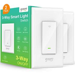 Smart Switch, Gosund 3 Way Light WiFi Switch Works with Alexa and Google Home, Schedule Timer, Neutral Wire Required, Single-Pole and 3-Way Installation, No Hub Required, ETL and FCC Listed (2-Pack)