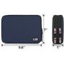 BUBM Double Layer Electronic Accessories Organizer, Travel Gadget Bag for Cables, USB Flash Drive, Plug and More, Perfect Size Fits for iPad Mini (Medium, Dark Blue)