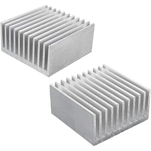 Aluminum Chipset Heatsink Radiator Heat Sink Cooling Fin Silver for CPU LED Power Active Component 40 x 40 x 20mm (2 Pcs) -Kalolary