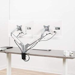 VIVO Space Saving Dual 17 to 32 inch Pneumatic Spring Arms, Aluminum Clamp-on Desk Mount Stand, Fits 2 Monitor Screens with Max VESA 100x100, Silver, STAND-V200A