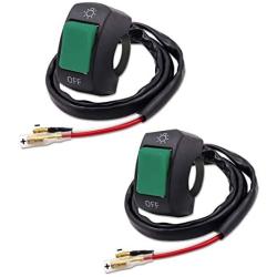Ourbest Green Motorcycle Handlebar Switch 12V for Motorbike Scooter, Fog Light On Off Toggle Switchfor Electrombile-2Pcs