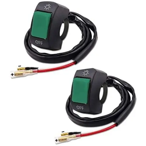 Ourbest Green Motorcycle Handlebar Switch 12V for Motorbike Scooter, Fog Light On Off Toggle Switchfor Electrombile-2Pcs