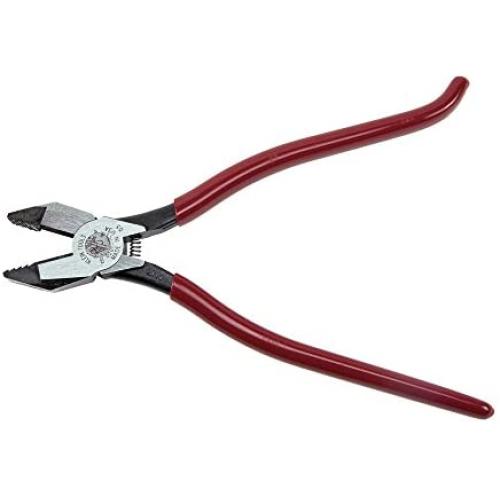 Klein Tools D201-7CSTA Linesman Pliers, Side Cutters with Spring Loaded Action, Ironworker Pliers have Aggressive Knurl and Tempered Handles