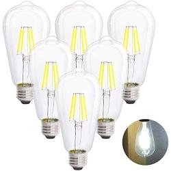 LED Edison Vintage Light Bulbs, 4W 4000K Daylight White, Dimmable LED Edison Bulb Antique LED Filament Bulbs, Clear Glass, 40W Equivalent, 380LM, ST64, E26 Base (4W-4000K-6Pack) (6)