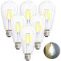 LED Edison Vintage Light Bulbs, 4W 4000K Daylight White, Dimmable LED Edison Bulb Antique LED Filament Bulbs, Clear Glass, 40W Equivalent, 380LM, ST64, E26 Base (4W-4000K-6Pack) (6)