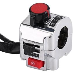 Aukson Handlebar Switch 1 Pair Universal 7/8inch Motorcycle Handlebar Horn Turn Signal Light Start Control Switch(White)