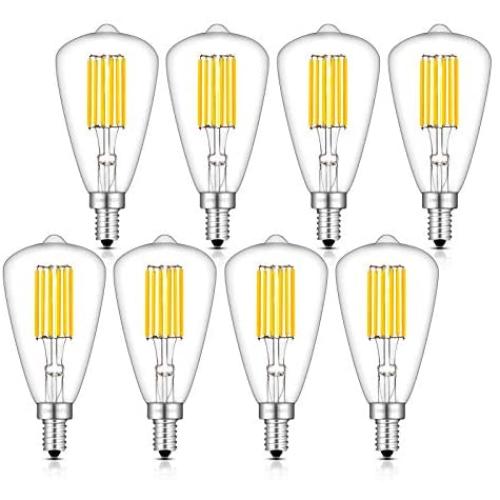 OMAYKEY 6W Dimmable LED Candelabra Bulb 3000K Soft White, 65W Equivalent 650LM, E12 Base Vintage Edison Style ST48 Clear Glass LED Chandelier Light Bulbs, 8 Pack