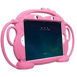 CHINFAI Kids Case for iPad 2017/2018 [Double-Faced Monkey Series] Shock Proof Handle Stand Silicone Protective Cover for 9.7 inch iPad Pro/Air/Air2/5th/6th Tablet (Pink)