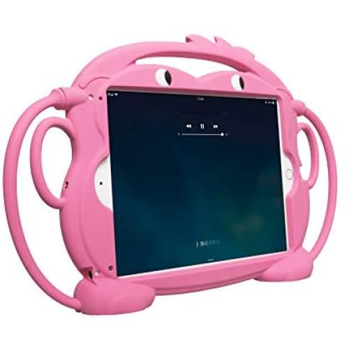 CHINFAI Kids Case for iPad 2017/2018 [Double-Faced Monkey Series] Shock Proof Handle Stand Silicone Protective Cover for 9.7 inch iPad Pro/Air/Air2/5th/6th Tablet (Pink)