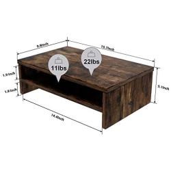 Bestier Monitor Stand Riser Wood PC Monitor Stand with 2-Tier Storage Organizer Desktop Stand for Laptop, Projector, Printer, Small TV Riser Space Saving P2 Wood (Rustic Brown, 15.7 Inch 2 Tier)