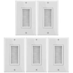 Fosmon 1-Gang Wall Plate (5 Pack), Brush Style Opening Passthrough Low Voltage Cable Plate in-Wall Installation for Speaker Wires, Coaxial Cables, HDMI Cables, or Network/Phone Cables