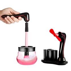Electric Makeup Brush Cleaner Kit, Portable USB Automatic Brush Dryer Spinner Machine, Mini Handhold Powerful Fan & Premium Makeup Brush Clean Tool Set with 3 Adjustable Speeds (Black)