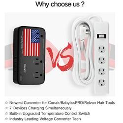 Tryace Step Down 220v to 110v Voltage Converter International Power Travel Adapter with 4-Port USB in UK/US/AU/EU More Than 150 Countries Over The World (Black)