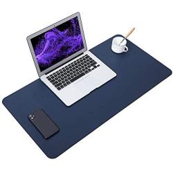 Soyan Dual-Sided PU Leather Desk Pad/Mouse Pad for Office & Home, Waterproof Desk Blotter Pad with Comfortable Writing Surface, 23.6”x13.8” (Blue/Yellow)