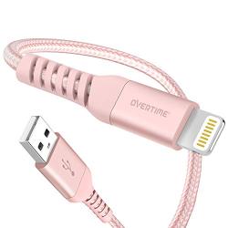 iPhone Charger 6ft, Apple MFi Certified Lightning Cable, Braided Nylon High-Speed Cable for iPhone 11/11 Pro/11 Pro Max/X/XS/XR/XS Max/8/7/6/5S/SE, AirPods/Pro, iPad Mini/Air - Rose Gold