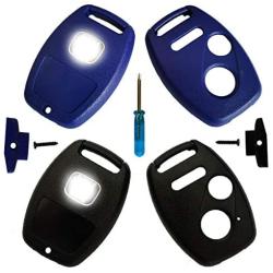 This 3 Buttons Replacement for Key Fob Keyless Entry Remote Shell Case with Screwdriver Fit for Honda Accord Crosstour/Civic/CR-V/CR-Z/Fit/Odyssey (2+1 Buttons, Blue+Black)