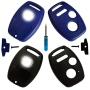 This 3 Buttons Replacement for Key Fob Keyless Entry Remote Shell Case with Screwdriver Fit for Honda Accord Crosstour/Civic/CR-V/CR-Z/Fit/Odyssey (2+1 Buttons, Blue+Black)