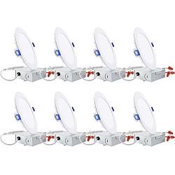 TORCHSTAR Basic Series 8-Pack 12W 6 Inch Low Profile Ultra-Thin Recessed Ceiling Light with Junction Box, 2700K Soft White, Dimmable Can-Killer Downlight, 850lm 100W Eqv. ETL and Energy Star