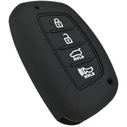 Coolbestda Silicone Key Fob Cover Keyless Entry Holder Remote Case for 2018 2017 2016 Hyundai Tucson Elantra Sonata Smart 4Buttons (NOT FIT Flip/Pop Out/Folding Key