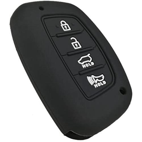 Coolbestda Silicone Key Fob Cover Keyless Entry Holder Remote Case for 2018 2017 2016 Hyundai Tucson Elantra Sonata Smart 4Buttons (NOT FIT Flip/Pop Out/Folding Key