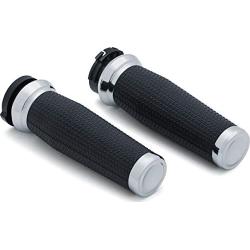 Kuryakyn 5940 Thresher Handlebar Grips for Throttle and Clutch, Dual Cable Throttle Control: 1996-2019 Harley-Davidson Motorcycles, Chrome, 1 Pair