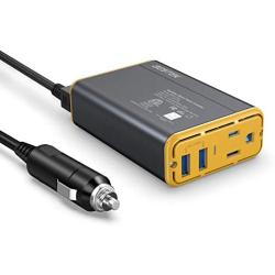 BESTEK 150W Power Inverter DC 12V to 110V AC Converter 4.2A Dual USB Car Adapter (Yellow)