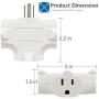 Kasonic 3-Outlet Grounding Adapter (3 Pack); Heavy-Duty Grounded Power Tap; UL Listed Plug Extender (White)