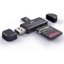 Micro USB OTG to USB 2.0 Adapter, SD/Micro SD Card Reader with Standard USB Male & Micro USB Male Connector for Smartphones/Tablets with OTG Function
