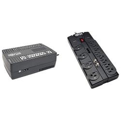 Tripp Lite AVR750U 750VA UPS Battery Backup & TLP1208TELTV 12 Outlet Surge Protector Power Strip, 8ft Cord, Right-Angle Plug, Tel/Modem/Coax Protection, RJ11, & Dollar 150,000 Insurance