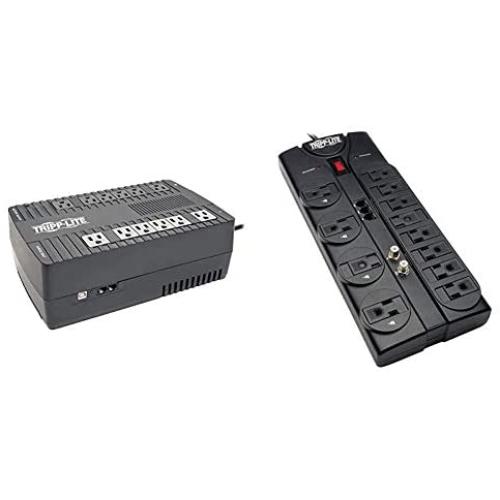 Tripp Lite AVR750U 750VA UPS Battery Backup & TLP1208TELTV 12 Outlet Surge Protector Power Strip, 8ft Cord, Right-Angle Plug, Tel/Modem/Coax Protection, RJ11, & Dollar 150,000 Insurance Tripp Lite AVR750U 750VA UPS Battery Backup & TLP1208TELTV 12 Outlet Surge Protector Power Strip, 8ft Cord, Right-Angle Plug, Tel/Modem/Coax Protection, RJ11, & Dollar 150,000 Insurance