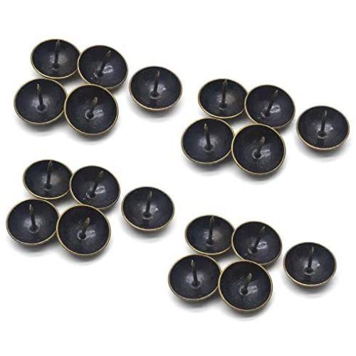 Antrader 1-1/5'' x 1'' Household Upholstery Nails, Furniture Round Head Thumb Tack, Antique Brass, Pack of 20