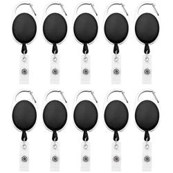 Fushing 20Pcs Retractable ID Badge Holders ID Badge Reels with Clip Retractable Badge Holders for Office Worker Doctor Nurse (Black)