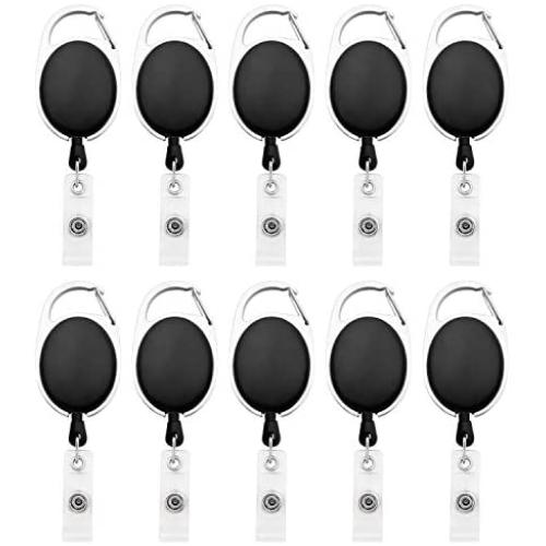 Fushing 20Pcs Retractable ID Badge Holders ID Badge Reels with Clip Retractable Badge Holders for Office Worker Doctor Nurse (Black)