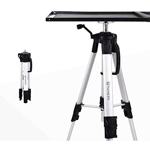 VANKYO Aluminum Tripod Projector Stand, Adjustable Laptop Stand, Multi-Function Stand, Computer Stand Adjustable Height 17 to 46 for Laptop with Plate and Carrying Bag (1-Silver)