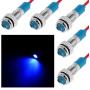 FICBOX 5Pcs LED Indicator Light 6MM 12V Metal Waterproof Signal Lamp with Wire for Car Truck Boat (Blue)