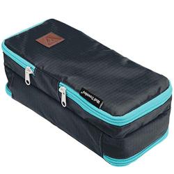Well Traveled Toiletry Bag for Makeup, Shaving Kit, Cosmetics, Electronics Case for Men, Women, Kids - Portable, Compact, 3 Compartments, Soft Sided, Medium Size 10 x 4.5 x 4 Inches, Many Colors