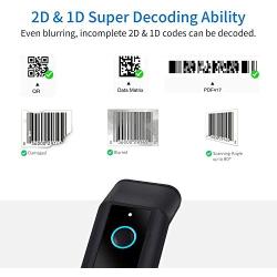 Portable Handheld Bluetooth Wireless Barcode Scanner with Stand, 2D Bar Code Reader 400m Transmission Distance CMOS Imager Read 1D, 2D, QR Code, Data Matrix, PDF417 for Windows Mac Linux