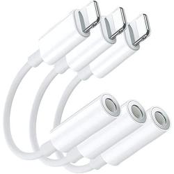 (3 Pack) iPhone Headphone Adapter, 3.5 mm Headphone Jack Adapter Aux Audio Earphones Connector, Headphone Dongle Stereo Cable Compatible with iPhone 11/11Pro/X/XR/XS/XSmax/8,Support All iOS System