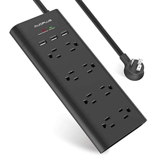 Power Strip with USB, AUOPLUS Surge Protector with 8 Outlets and 3 USB Ports 6Ft Extension Cord Flat Plug/Wall Mountable Grounded,Desktop Charging Station for Computer Laptops Smartphone Home Office