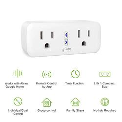 Smart Plug Gosund WiFi Outlet Extender Dual Socket Plugs Works with Alexa Google Home, Schedule and Timer, Control Independently or Together, 10A, No Hub Required, FCC Listed (2 Pack)