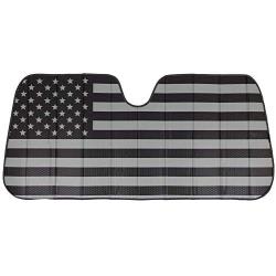 Black White/Gray American Flag - Front Windshield Sun Shade - Accordion Folding Auto Sunshade for Car Truck SUV - Blocks UV Rays Sun Visor Protector - Keeps Your Vehicle Cool - 58 x 28 Inch