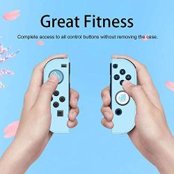 BRHE Dockable Switch Protective Case Cover for Nintendo Switch Joy-Con Controllers with Glass Screen Protector, Anti-Scratch Shock-Absorption Grip Cover - Blue