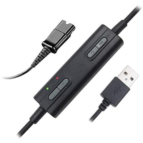 VoiceJoy Headset QD(Quick Disconnect) Connector to USB Adapter with Volume Adjuster, Mute for Speaker and Microphone Separately Compatible with Any Plantronics and VoiceJoy Headset QD Plug