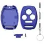 Cutting Not Required - 2 Replacement Key Fob Keyless Entry Remote Shell Case for Honda 2003-2012 Accord /2009-2015 Pilot/ 2006-2013 Civic EX/ 2005-2006 CR-V Car Key Fob Cover (3+1 Button, Red+Blue)