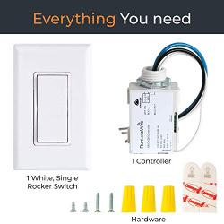 RunLessWire Simple Wireless Switch Kit, Self-Powered Rocker Switch, No Wire Light Control Kit