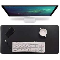 Multifunctional Office Desk Pad, 31.5'' x 15.7'' Waterproof PU Leather Mouse Pad/Mat, Laptop/Computer Desk Mat, Antiskid Desk Writing Mat for Office/Home (Black)