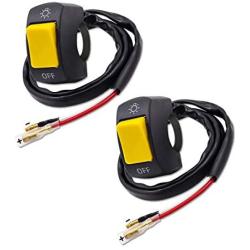 Ourbest Yellow Motorcycle Handlebar Switch 12V for Motorbike Scooter, Fog Light On Off Toggle Switchfor Electrombile-2Pcs