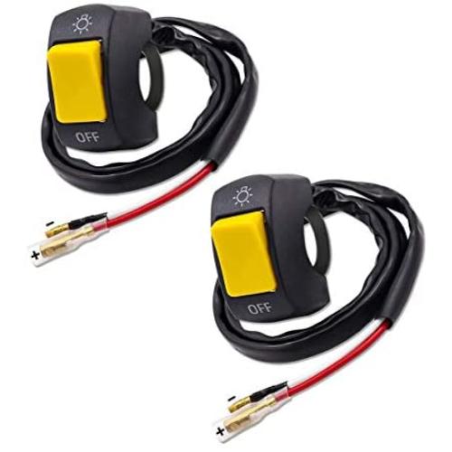 Ourbest Yellow Motorcycle Handlebar Switch 12V for Motorbike Scooter, Fog Light On Off Toggle Switchfor Electrombile-2Pcs